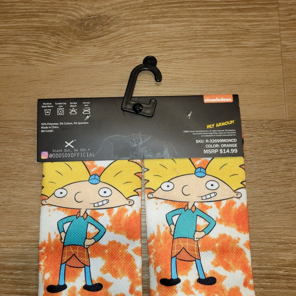 Odd Sox Nickelodeon Hey Arnold Men's Crew Socks Knits Fits Sizes 6-13 New